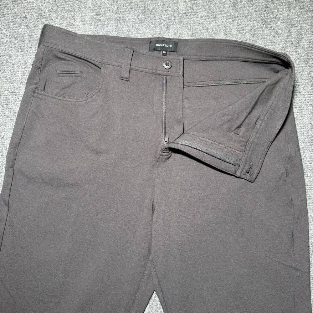 Bugatchi Pants‎ Mens 36X32 Gray Rayon Nylon Stretch Chino Slacks 5 Pocket
